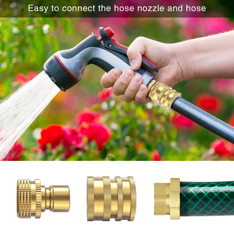 Twinkle Star Heavy Duty 3/4 Garden Hose Quick Connect Fittings, Water Lock Splitter, Sink Spigot Connectors, No Leak Connection, 2 Adapters Included - Image 5